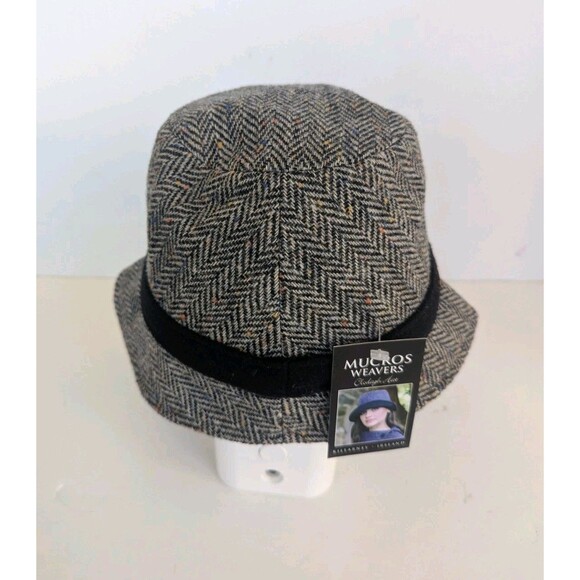Mucros Weavers Clodagh Hat Wool Gray Flapper Killarney Adjustable Made Ireland